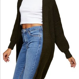 Topshop olive green cardigan, size XS, no signs of wear
